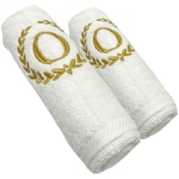 Picture of BYFT Embroidered Bath & Hand Towel Set, 70x140, 50x80cm, Letter "O"