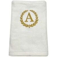 Picture of BYFT Embroidered Monogrammed Bath Towel, White & Gold, Letter "A"