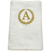 Picture of BYFT Embroidered Monogrammed Bath Towel, White & Gold, Letter "A"