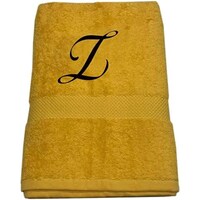 Picture of BYFT Cotton Bath Towel, 70x140cm, Yellow, Black, Letter "Z"