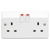 Picture of MK Logic Plus DP 2 Gang Flush Swicthsocket Outlet with Neon, 13A, White