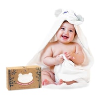 Visseto Kids Soft Bamboo Hooded Baby Bath Towels, White