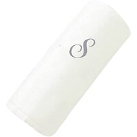 Picture of BYFT Embroidered Cotton Hand Towel, 50x80cm, White & Silver, Letter "S"
