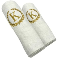Picture of BYFT Embroidered Bath & Hand Towel Set, 70x140, 50x80cm, Letter "K"