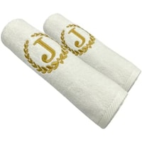 Picture of BYFT Embroidered Bath & Hand Towel Set, 70x140, 50x80cm, Letter "J"