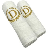 Picture of BYFT Embroidered Bath & Hand Towel Set, 70x140, 50x80cm, Letter "D"