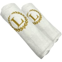 Picture of BYFT Embroidered Bath & Hand Towel Set, 70x140, 50x80cm, Letter "L"