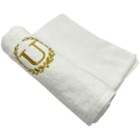 Picture of BYFT Embroidered Monogrammed Hand Towel, White & Gold, Letter "U"