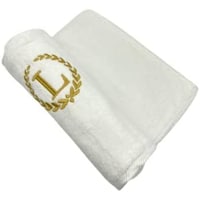 Picture of BYFT Embroidered Monogrammed Hand Towel, White & Gold, Letter "L"