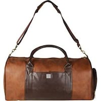 Mounthood PU Leather Duffle Tote Bag With Shoe Compartment, Brown