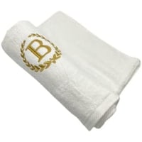 Picture of BYFT Embroidered Monogrammed Hand Towel, White & Gold, Letter "B"