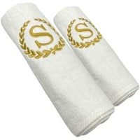 Picture of BYFT Embroidered Bath & Hand Towel Set, 70x140, 50x80cm, Letter "S"