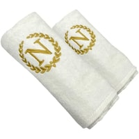 Picture of BYFT Embroidered Bath & Hand Towel Set, 70x140, 50x80cm, Letter "N"
