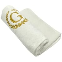 Picture of BYFT Embroidered Monogrammed Hand Towel, White & Gold, Letter "G"