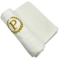 Picture of BYFT Embroidered Monogrammed Hand Towel, White & Gold, Letter "P"