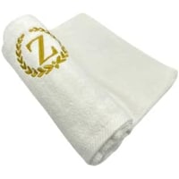 Picture of BYFT Embroidered Monogrammed Hand Towel, White & Gold, Letter "Z"