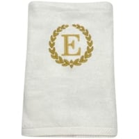 Picture of BYFT Embroidered Monogrammed Bath Towel, White & Gold, Letter "E"