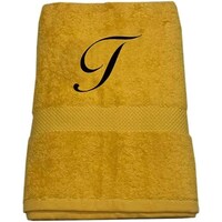 Picture of BYFT For You Bath Towel, 70x140cm, Cotton, Yellow & Black, Letter "T"