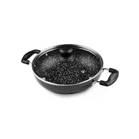 Grofers G- Happy Home Non Stick Kadhai with Lid and Induction Base, 24cm