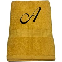 BYFT Cotton Bath Towel, 70x140cm, Yellow, Black, Letter "A"