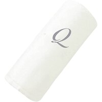 Picture of BYFT Embroidered Cotton Hand Towel, 50x80cm, White & Silver, Letter "Q"