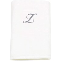 Picture of BYFT Cotton Bath Towel, 70x140cm, White, Silver, Letter "Z"