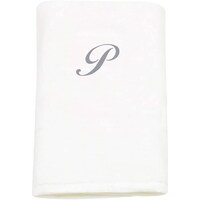 Picture of BYFT Cotton Bath Towel, 70x140cm, White, Silver, Letter "P"