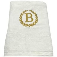 Picture of BYFT Embroidered Monogrammed Hand Towel, White & Gold, Letter "A"