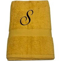 BYFT Cotton Bath Towel, 70x140cm, Yellow, Black, Letter "S"