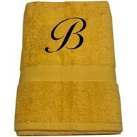 BYFT Cotton Bath Towel, 70x140cm, Yellow, Black, Letter "B"