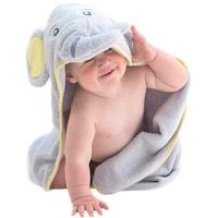 Picture of Little Tinkers World Hooded Baby Towel Gray Elephant