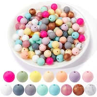 Picture of Hicarer Silicone Teething Beads for Kids, Multicolor, Pack of 150 Pcs