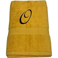 Picture of BYFT Embroidered Cotton Bath Towel, 70x140cm, Yellow, Black, Letter "O"