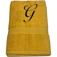 Picture of BYFT Embroidered Cotton Bath Towel, 70x140cm, Yellow, Black, Letter "G"