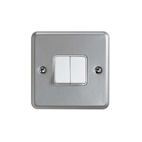 Picture of MK Metalclad Plus 2 Gang Single Pole Two Way Switch, 10A, Silver