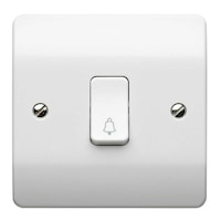 Picture of Mk Logic Plus 1 Gang SP 2-Way Push Bell Symbol Flush Plateswitch, 10A, White