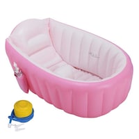 Eosaga Baby Inflatable Bathtub Foldable Shower Basin with Seat, Pink