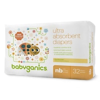 Picture of Babyganics Ultra Absorbent Baby Diapers, Newborn, 32 Count