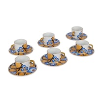 Picture of Diamond Evil Eye Printed Coffee Cup With Saucer, Blue & Gold, 6Pcs