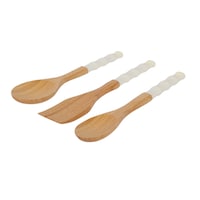 Arow Capo Silicon Spoons, Set Of 3Pcs, Light Brown & White