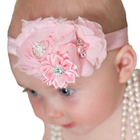 Picture of Kekeda Newborn Baby Lace Headbands with Bows, Pink
