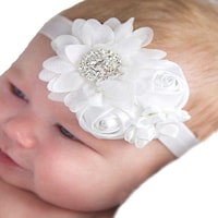 Picture of Kekeda Premium Baby Girls Flower Nylon Headbands, White