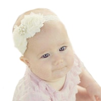 Picture of Kekeda Newborn Baby Lace Headbands, Cream