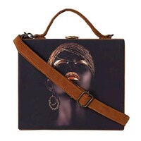 Artflyck Women's Elegant Suede Evening Party Clutch Handbag, Black & Brown