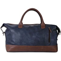 Strutt High Quality Leatherette Front Zip Duffle Bag, Blue and Brown, 36ltr