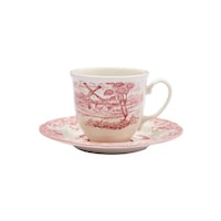Claytan Windmill Printed Cup & Saucer Set, Pink, 200ml - Carton of 54 Sets