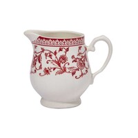 Claytan Floral Printed Ceramic Creamer Pot, Red, 210ml - Carton of 54 Pcs