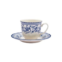 Claytan Floral Printed Cup & Saucer Set, Blue, 200ml - Carton of 52 Sets