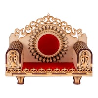Anirdesh Wooden Small God Temple, H469, Beige and Black, Wall Mount