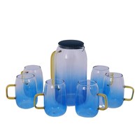 Picture of Arow Luny Water Pot With Glass Set Of 7Pcs, 1.5Ltrx300ml, Blue & Yellow